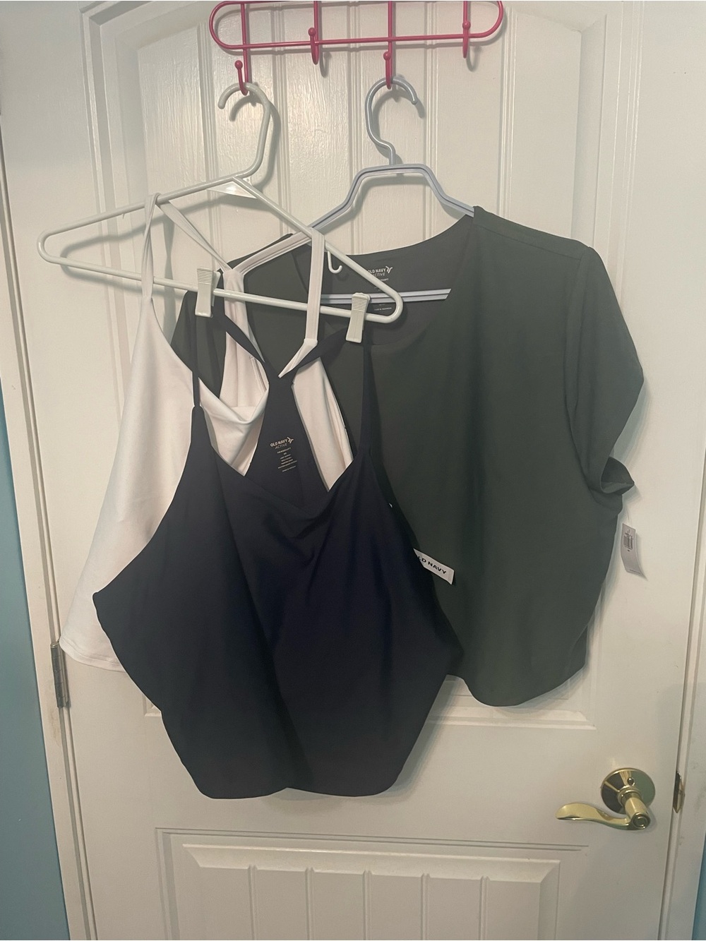 Plus size Old Navy workout Trio: Black, White & Dark Green Camisoles and Tee